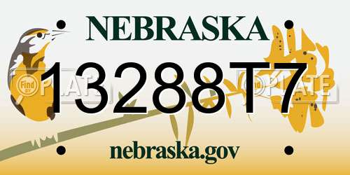 13288T7 Nebraska License Plate