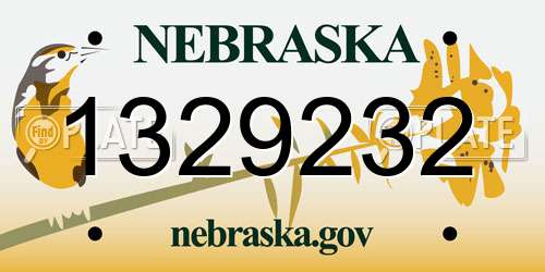 1329232 Nebraska License Plate
