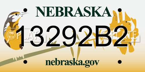 13292B2 Nebraska License Plate