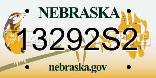 13292S2 Nebraska License Plate