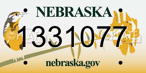1331077 Nebraska License Plate