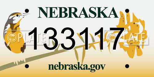 133117 Nebraska License Plate