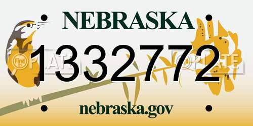 1332772 Nebraska License Plate