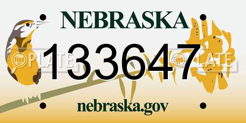 133647 Nebraska License Plate