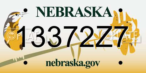 13372Z7 Nebraska License Plate