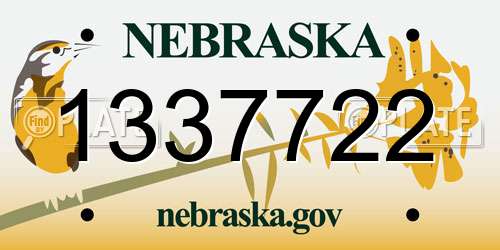 1337722 Nebraska License Plate