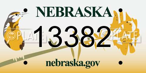13382 Nebraska License Plate