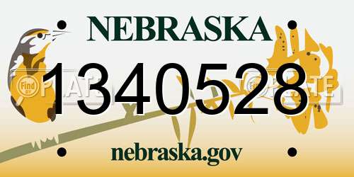 1340528 Nebraska License Plate