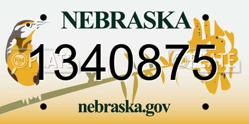 1340875 Nebraska License Plate