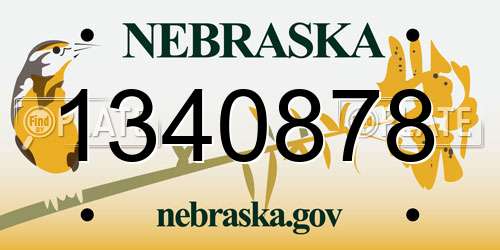 1340878 Nebraska License Plate