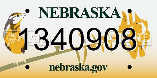 1340908 Nebraska License Plate