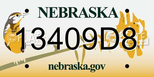 13409D8 Nebraska License Plate