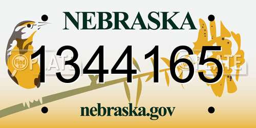 1344165 Nebraska License Plate