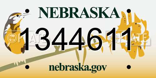 1344611 Nebraska License Plate