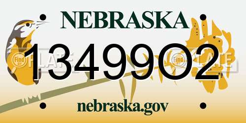 13499O2 Nebraska License Plate