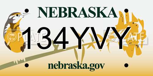 134YVY Nebraska License Plate