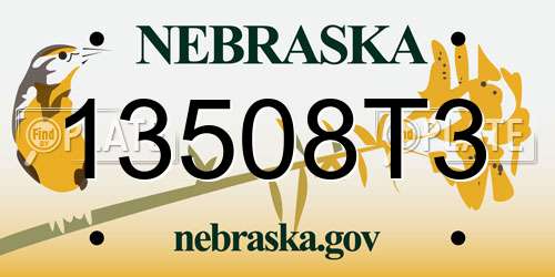 13508T3 Nebraska License Plate