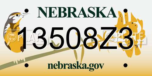 13508Z3 Nebraska License Plate