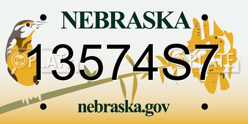 13574S7 Nebraska License Plate
