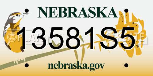 13581S5 Nebraska License Plate