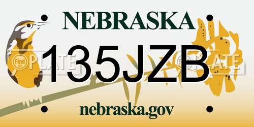 135JZB Nebraska License Plate