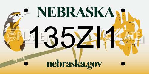 135ZI1 Nebraska License Plate