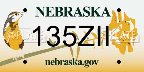 135ZII Nebraska License Plate