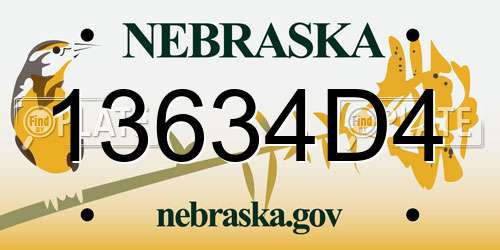 13634D4 Nebraska License Plate