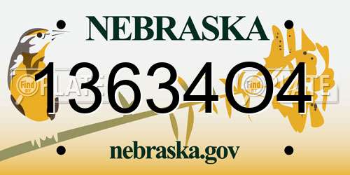 13634O4 Nebraska License Plate