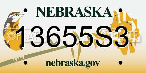 13655S3 Nebraska License Plate
