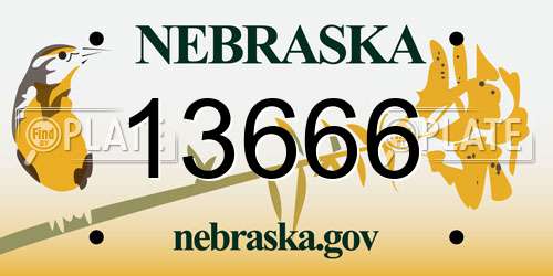 13666 Nebraska License Plate