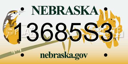 13685S3 Nebraska License Plate