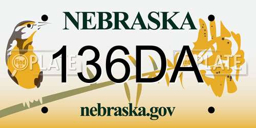 136DA Nebraska License Plate