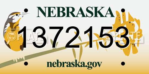 1372153 Nebraska License Plate