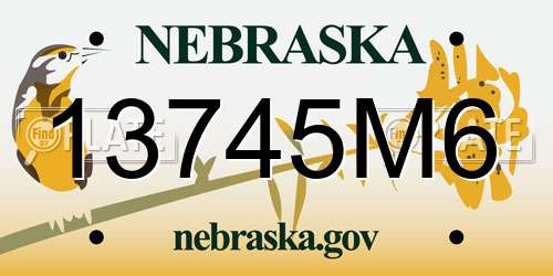 13745M6 Nebraska License Plate
