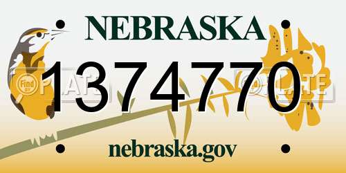 1374770 Nebraska License Plate