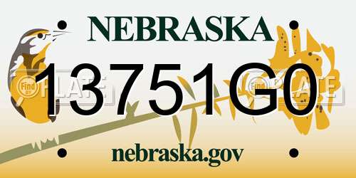 13751G0 Nebraska License Plate