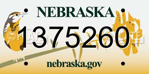 1375260 Nebraska License Plate
