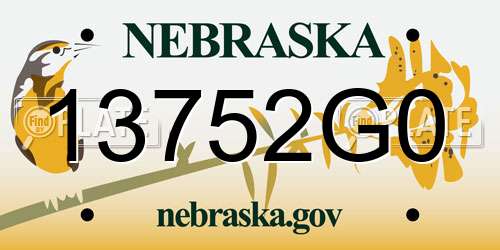 13752G0 Nebraska License Plate