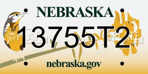 13755T2 Nebraska License Plate