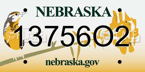 13756O2 Nebraska License Plate