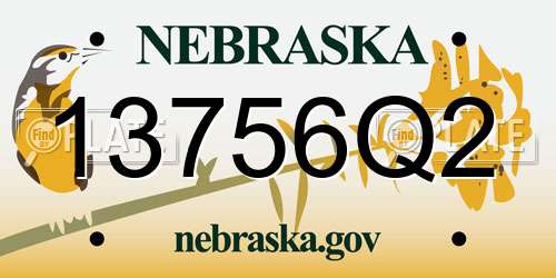 13756Q2 Nebraska License Plate