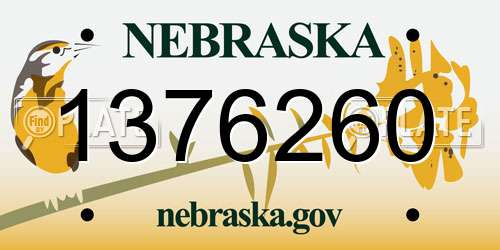 1376260 Nebraska License Plate