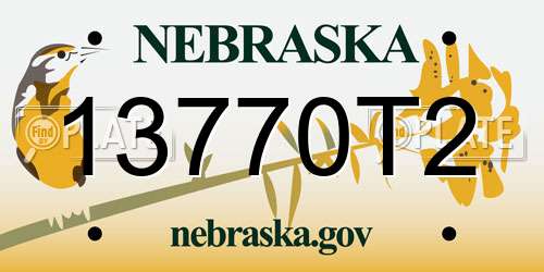13770T2 Nebraska License Plate