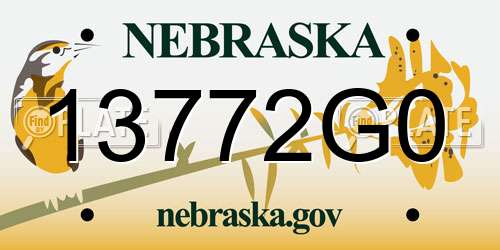 13772G0 Nebraska License Plate