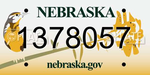 1378057 Nebraska License Plate