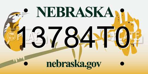 13784T0 Nebraska License Plate