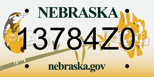 13784Z0 Nebraska License Plate