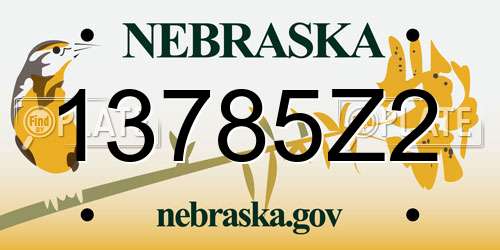 13785Z2 Nebraska License Plate