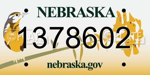 1378602 Nebraska License Plate
